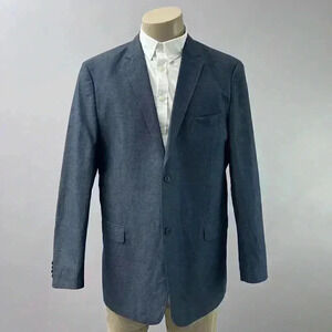 Joseph Abboud Blazer 2XL Tall Men Blue Linen Single Breasted Vented Suit Jacket
